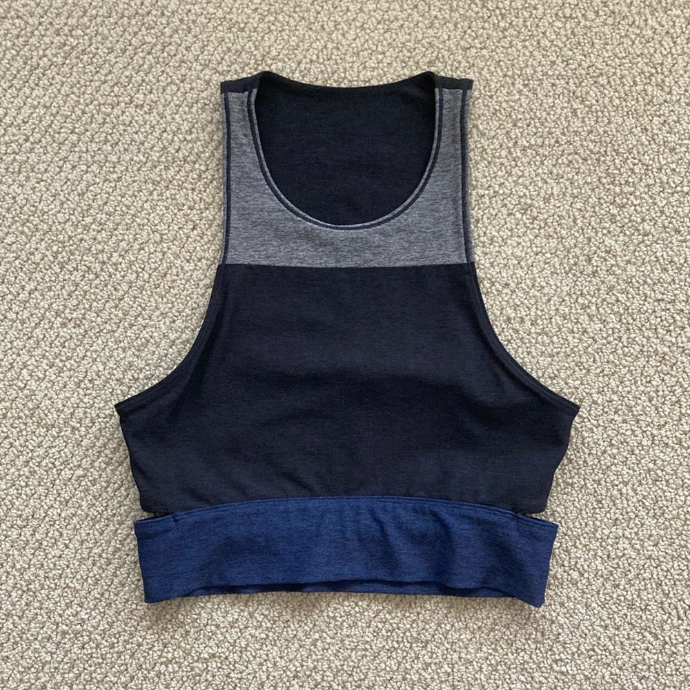 NEW Outdoor Voices Tri-Tone Slashback Crop Top Sports Bra Colorblock Small NWOT